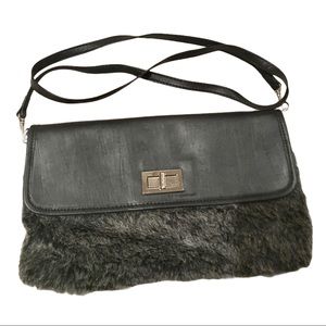 NEW Faux Fur Black Crossbody Clutch